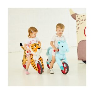 Wonder&Wise Kid's Animal Plush Toddler 20.5 Inch Tall Adjustable Training Balance Bike Ride On Toy, Ages 2 Years Old to 5 Years Old, Tiger