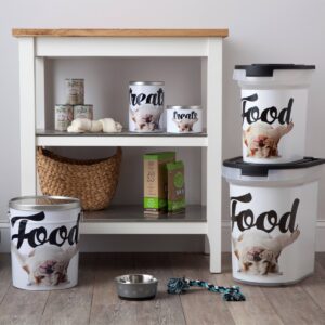 Paw Prints BullDog Photo Printed Pet Food Storage Container - S