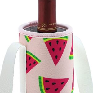 Juvale Wine Carrier Bag, 2-Pack Insulated Polyester Tote Bag with Shoulder Strap for Travel & Portable, Holds Standard Size Bottle of Wine, Watermelon