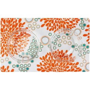 Drymate Dog and Cat Feeding Placemat - Blossoms Orange & White