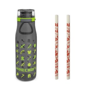 Minecraft 25oz Plastic Kiona Water Bottle with Straws - Zak Designs
