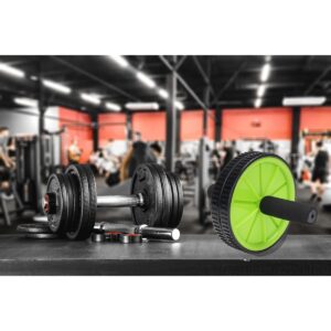 Mind Reader Dual Wheel Split Ab Roller, Black/Green