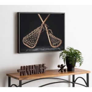 18" x 24" Sylvie Lacrosse Sticks Framed Canvas by Shawn St. Peter Gray - DesignOvation