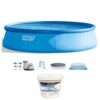 Intex 26175EH 18Ft x 48In Inflatable Easy Set Up Round Above Ground Pool Bundle w/ Cover, Ladder, Filter, and Pool Care 3-Inch Chlorine Tablets, 25 Lb