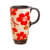 Evergreen Floral Symphony Ceramic Latte Travel Cup w/Gift Box , 17 oz.