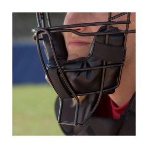 Champion Sports Adult Umpire Catcher Baseball Face Mask with Extended Throat and Ear Guard, Durable Metal Frame, and Adjustable Harness, Black