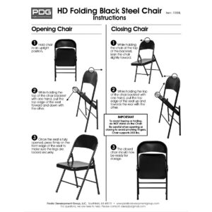 Plastic Development Group 703 Indoor/Outdoor Patio Dining Room Metal Steel Folding Fold Up Party Chair, Black