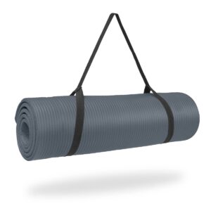 Pure Fitness Extra Thick High Density Exercise & Yoga Mat - Charcoal (12mm)