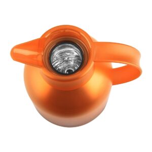 Emsa Samba 34 Ounce Quick Press Vacuum Insulated Thermal Jug Coffee Carafe Pitcher Server, Translucent Orange