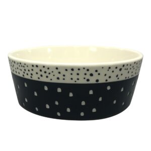 4 Cup Stoneware Dog Bowl with Carved Pattern - Navy - Boots & Barkley™