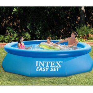 Intex 28121EH 10ft x 30in Outdoor Above Ground Inflatable Round Kid Swimming Pool with 330 GPH Filter Pump and 3 Inch Chlorine Tabs, 25 lbs