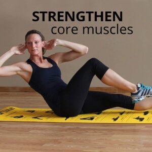 Prism Fitness 6 Millimeter Reversible Smart Mat Home Gym Workout Mat with Core Exercises and Stretching Poses for Yoga, Yellow