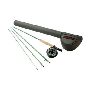Redington 490-4 VICE 4 Line Weight 9 Foot 4 Piece Lightweight Fly Fishing Carbon Fiber Rod and Aluminum Reel Combo with Line and Case, Green