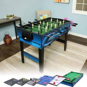 Sunnydaze Indoor Multi-Game Table with Billiards, Push Hockey, Foosball, Ping Pong, Shuffleboard, Chess, Cards, Checkers, Bowling, and Backgammon
