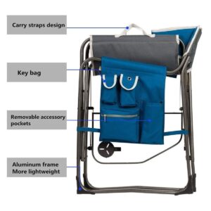 Timber Ridge Portable Lightweight Aluminum Frame Folding Camping Directors Chairs with Side Tables & Cupholders (2 Pack)