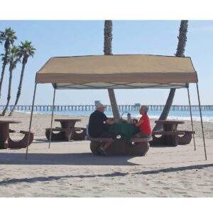 Z-Shade 12 x 14 Foot Panorama Instant Pop Up Canopy Tent Outdoor Shelter Tent with Reliable Stakes, Steel Frame, and Rolling Bag, Tan