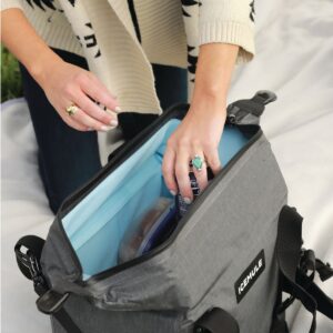 IceMule 1603-SG Traveler Large Foldable Portable Soft Sided Zipper Top 25 Liter 20 Can Lightweight Insulated Waterproof Leak Proof Backpack Cooler Bag