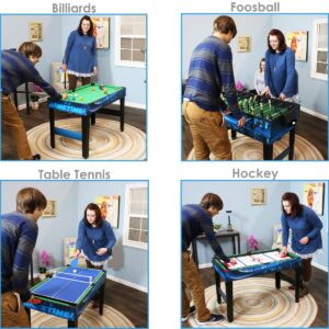 Sunnydaze Indoor Multi-Game Table with Billiards, Push Hockey, Foosball, Ping Pong, Shuffleboard, Chess, Cards, Checkers, Bowling, and Backgammon