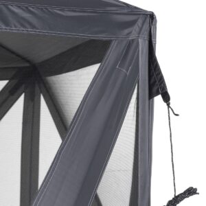 SlumberTrek Flexion Lightweight Outdoor 6 Sided Pop Up Gazebo Canopy Shelter with Mesh Screen Netting, Gray