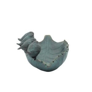 13" Resin Four Birds on Leaf Feeder Gray - Sagebrook Home