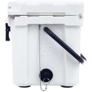 Driftsun Heavy Duty Rotomolded Thermoplastic UV Resistant Portable 20 Quart Insulated Hardside Ice Chest Beverage Cooler, White