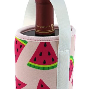 Juvale Wine Carrier Bag, 2-Pack Insulated Polyester Tote Bag with Shoulder Strap for Travel & Portable, Holds Standard Size Bottle of Wine, Watermelon