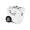 RovR RollR Portable Rolling Outdoor Insulated Cooler with Wheels for Camping, Beach, Picnics, 45 Quart, White