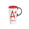 Evergreen A+ Teacher Ceramic Travel Coffee Mug, 17 ounces