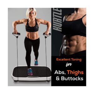 Hurtle HURVBTR36 Vibration Platform Machine Plate Trainer Board with Resistance Bands for Home Body Exercise Workout and Fitness Training, Black