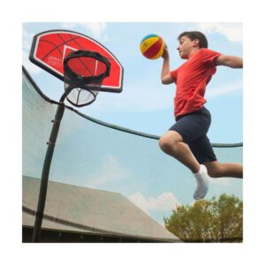 JumpKing Trampoline Basketball Hoop with Attachment and Inflatable Basketball