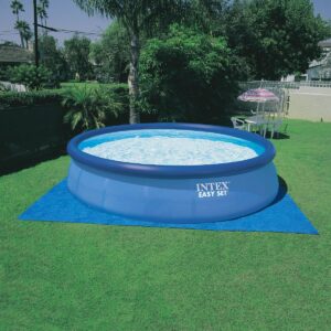 Intex 15' x 42" Inflatable Easy Set Swimming Pool and Debris Vinyl Cover Tarp