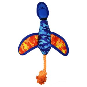 NERF Nylon Digital Camo Crinkle Wing Launching Duck Dog Toy - Orange/Blue - 16.5"