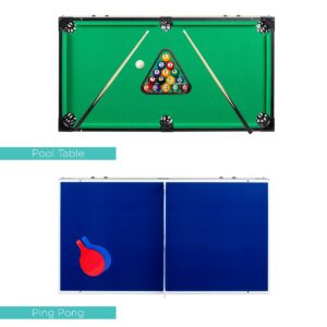 Best Choice Products 4-in-1 Multi Game Table, Childrens Arcade Set w/ Pool Billiards, Air Hockey, Foosball, Table Tennis