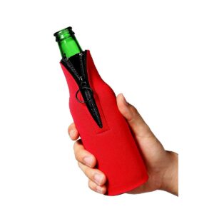 Juvale 4 Pack Beer Bottle Cooler with Zipper, 4 Assorted Colors (2.2 x 7 in)