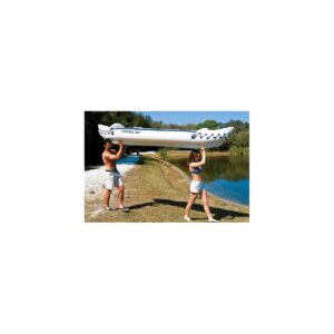 Sea Eagle 330 Deluxe 2 Person Inflatable Portable Sport Kayak Canoe Boat with Paddles, Repair Kit, Pump, and Movable Seats