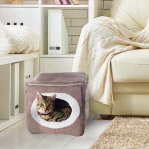 Pet Pal Cozy Cave Enclosed Cube Pet Bed - Light Coffee