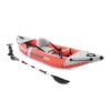 Intex 68303EP Excursion Pro Single Person Inflatable Vinyl Fishing Kayak Set with Aluminum Oar and High Output Pump for Lakes, Rivers and Ocean, Red