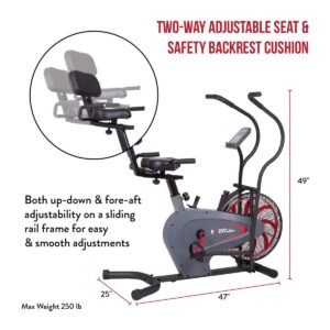Body Flex Sports Body Rider BRF980 Indoor Upright Air Resistance Stationary Bike with Curve Crank Technology, Dual-Action Handlebars, and Back Support