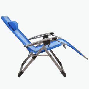 Kamp-Rite KAMPAC186 Outdoor Furniture Camping Beach Patio Sports Oversized Anti Gravity Folding Reclining Chair, Blue