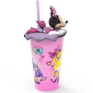 Mickey Mouse & Friends Minnie Mouse 15oz Plastic Cup With Lid And Straw Pink/Purple