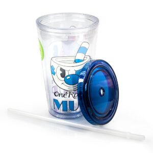 Just Funky Cuphead One Rough/Tough Cup 16oz Carnival Cup w/ Straw & Lid