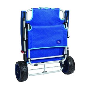 Mac Sport 2-in-1 Outdoor Portable Beach Folding Lounger Chair and Wagon Pull Cart Basket with Locks and Wheels for the Beach and Camping, Blue