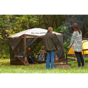 CLAM Quick-Set Escape Sport 11.5 x 11.5 Foot Portable Pop Up Outdoor Tailgating Screen Tent 6 Sided Canopy Shelter w/ Stakes & Carry Bag, Blue