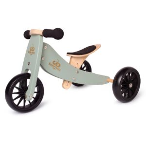 Kinderfeets Children's Riding Toy Bundle with Black Adjustable Sport Toddler/Kids Bike Helmet and Tiny Tot PLUS 2-in-1 Balance Bike and Tricycle, Sage