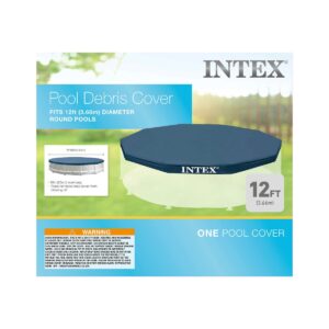 Intex 28031E 12 Foot Round Frame Set Easy Above Ground Swimming Pool Debris Cover with Tie-Down Ropes and Drain Holes, (Pool Sold Separately)