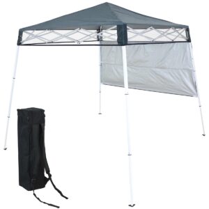 Sunnydaze 6' x 6' Top/7.5' x 7.25' Bottom Slant Leg Portable Backpack Canopy - Slate