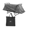 Kamp-Rite Original 1 Person Grey Easy Setup Tent Cot Folding Bed Bundle with Valuables Storage Bag