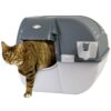 Omega Paw Easy Fill Roll n Clean No Scoop Self Cleaning Rollover Litter Box for Large or Multiple Cat Households, Light and Dark Gray