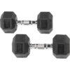 Sporzon Exercise Equipment Rubber Encased Pair of Hexagon Handheld Weight Dumbbells with Contoured Non Slip Handles for Home Fitness, 25 Pounds