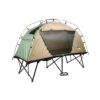 Kamp-Rite CTC Standard Compact Collapsible Portable Lightweight Outdoor Elevated Backpacking Camping Tent Cot, Green and Tan